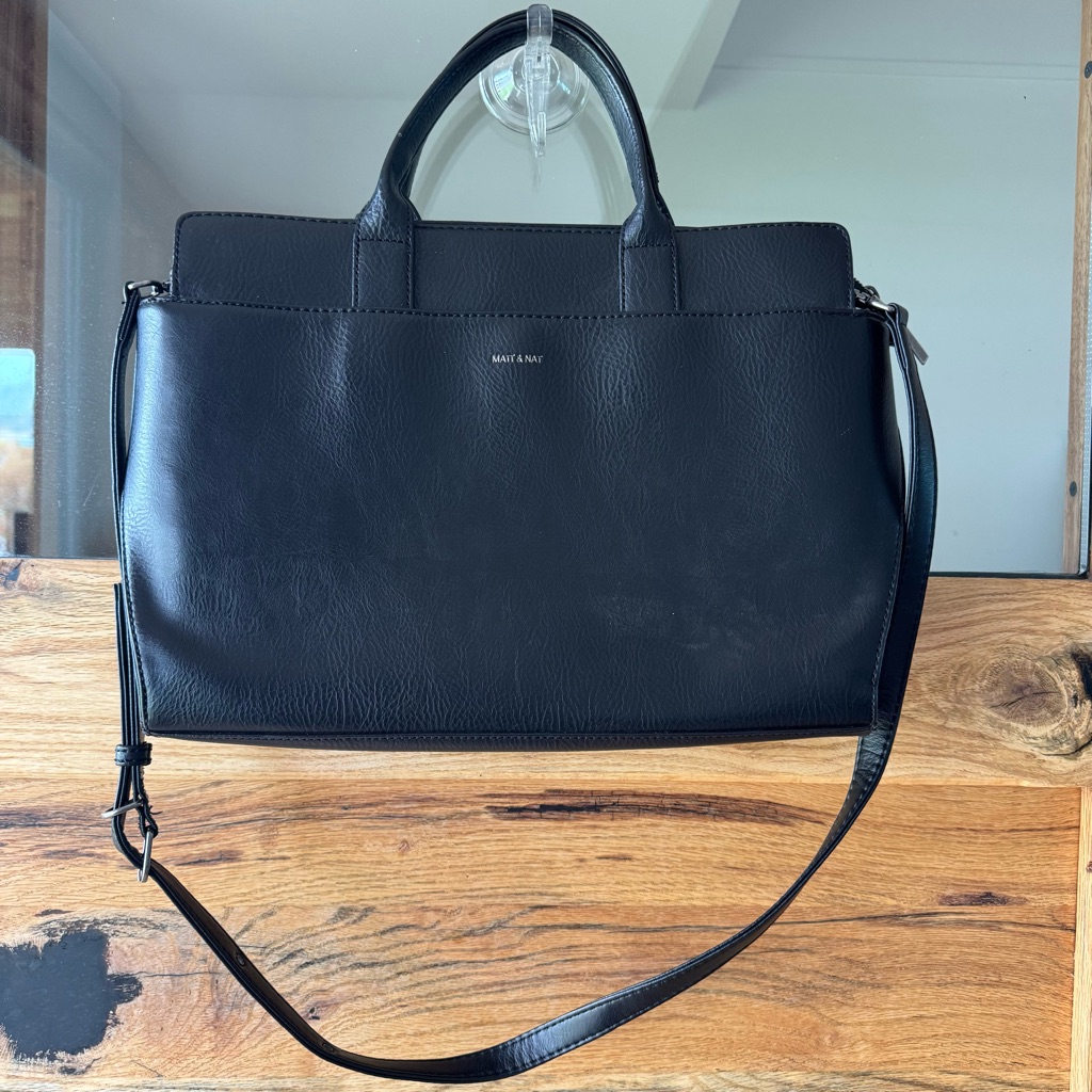 Matt & Nat Black Leather Satchel With Removable Strap